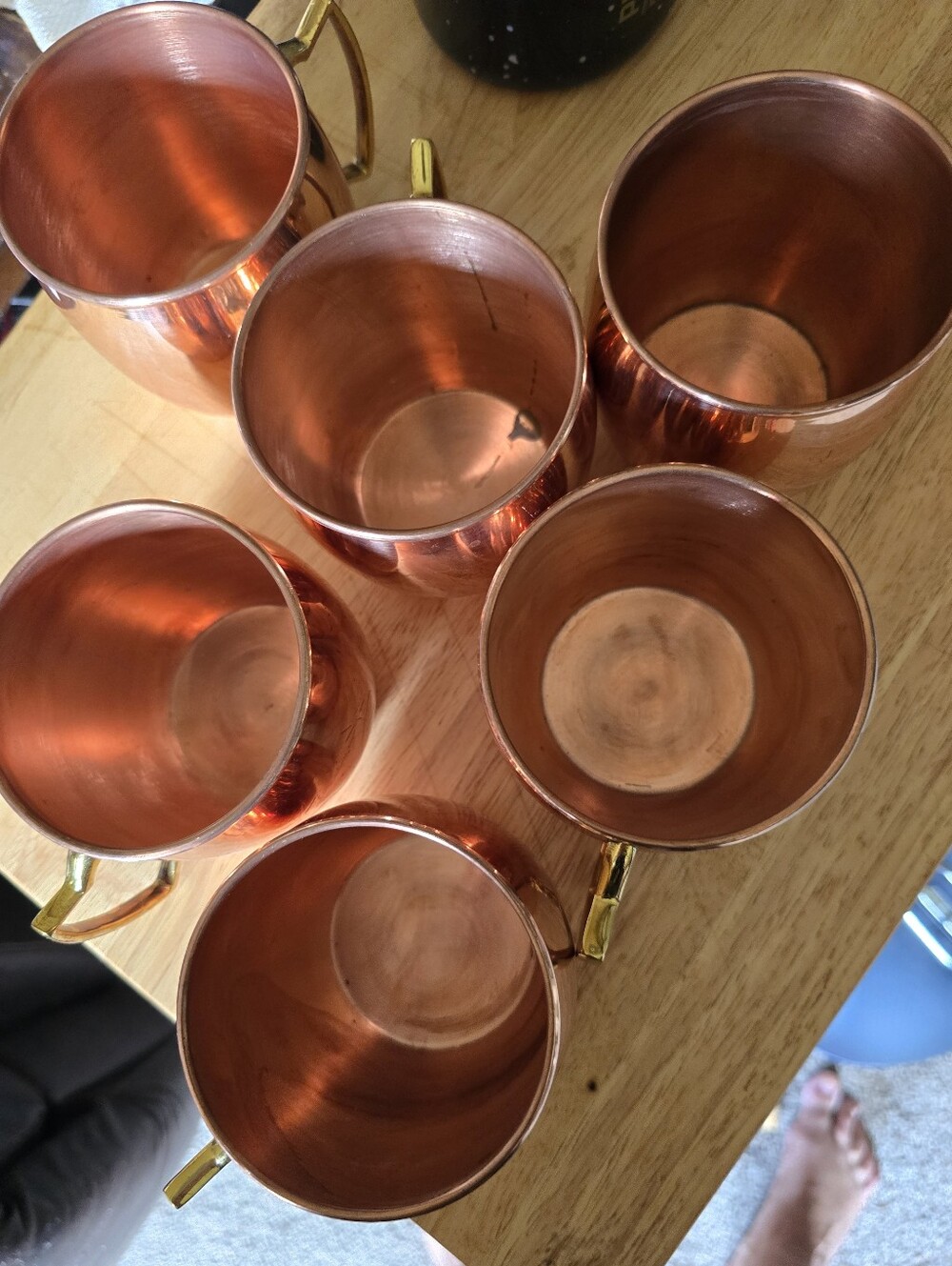 Vintage Copper Moscow Mule Mugs with Gold Handles - Set of 6
